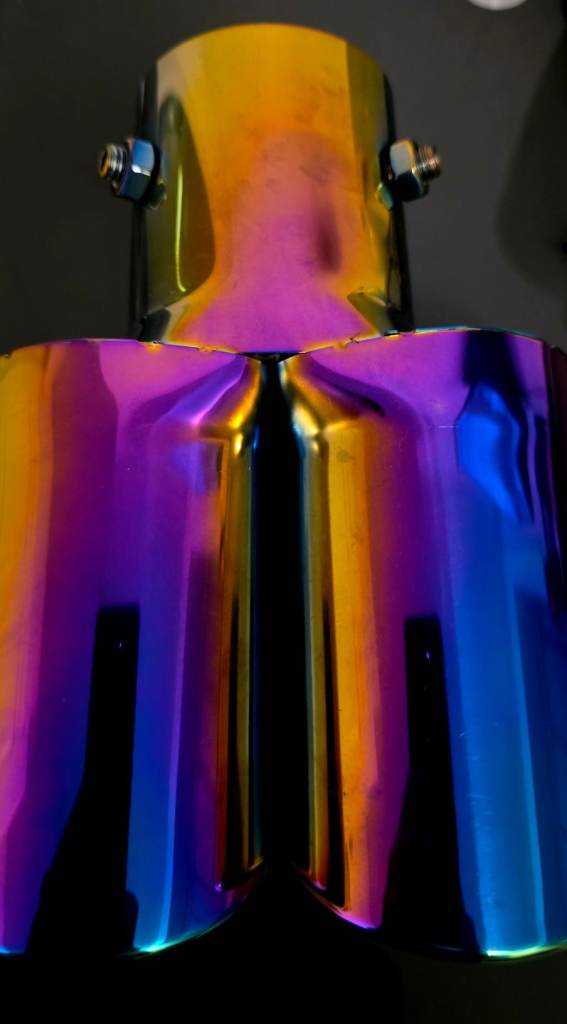 Exhaust Dual Muffler Tip Oil Slick Multiclour 