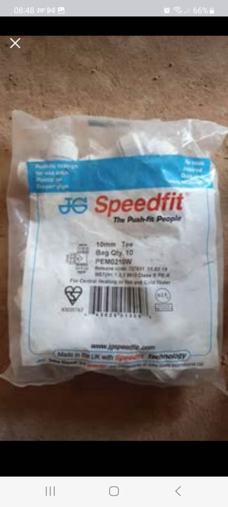 Speedfit T connections  10mm