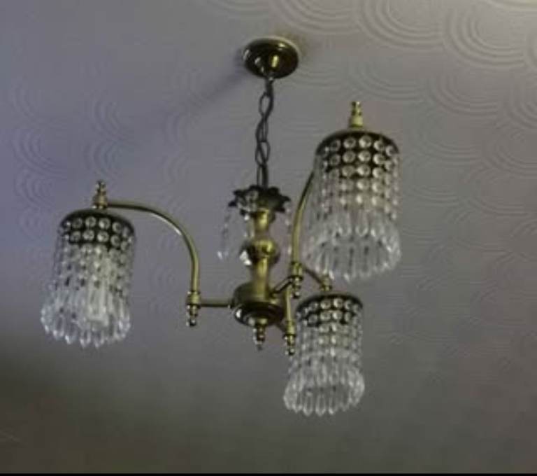 Vintage Brass and Crystal Chandeliers 