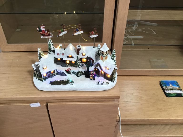 Light-Up Christmas Village Scene with Santa and Reindeer