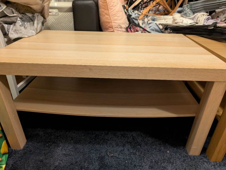 Good Condition Brown Wooden Coffee Table with Shelf