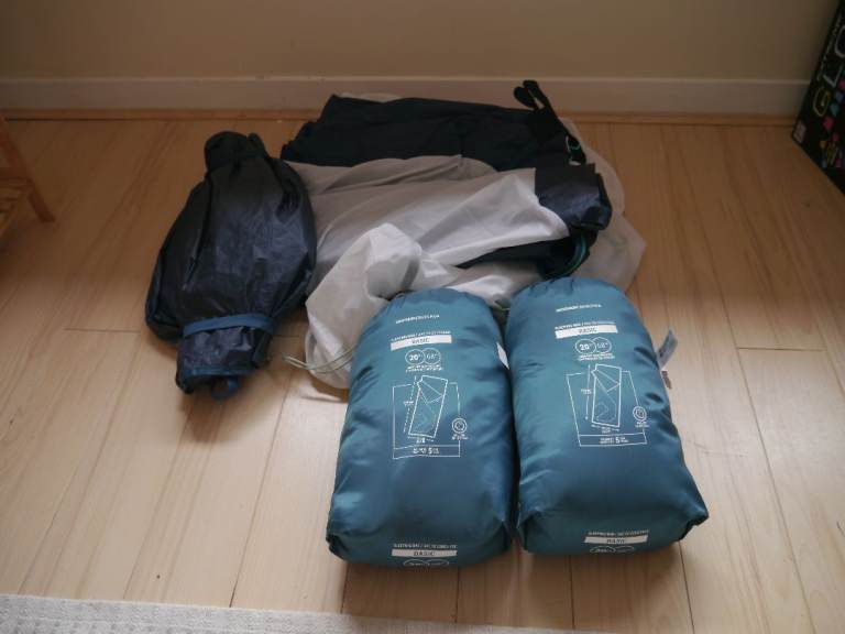 Tent with two sleeping bags