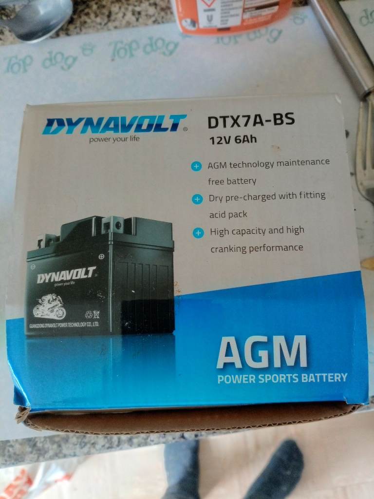 Dynavolt DTX7A-BS 12v 6Ah battery 