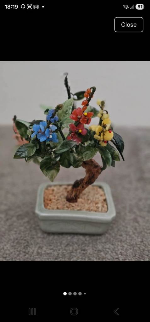 Vintage Japanese glassjade bonsai tree