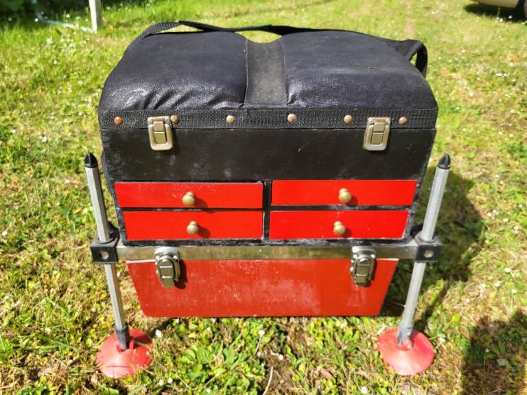 Fishing Seat Box with Tackle Drawers and Rod Holders