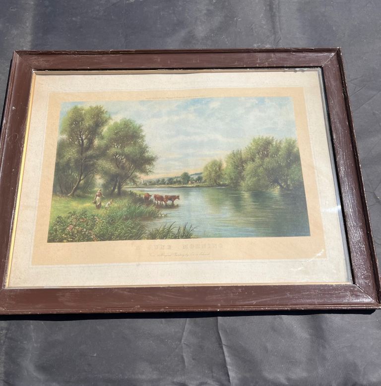 Large Antique Framed Print 'A June Morning' Elwin Edwards 1920s