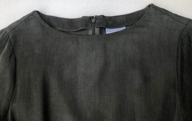 Oliver Bonas olive green short/mini dress 3/4 sleeves UK 6 VGC