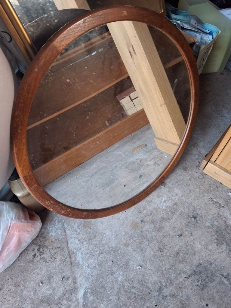 Vintage Oval Wooden Framed Mirror