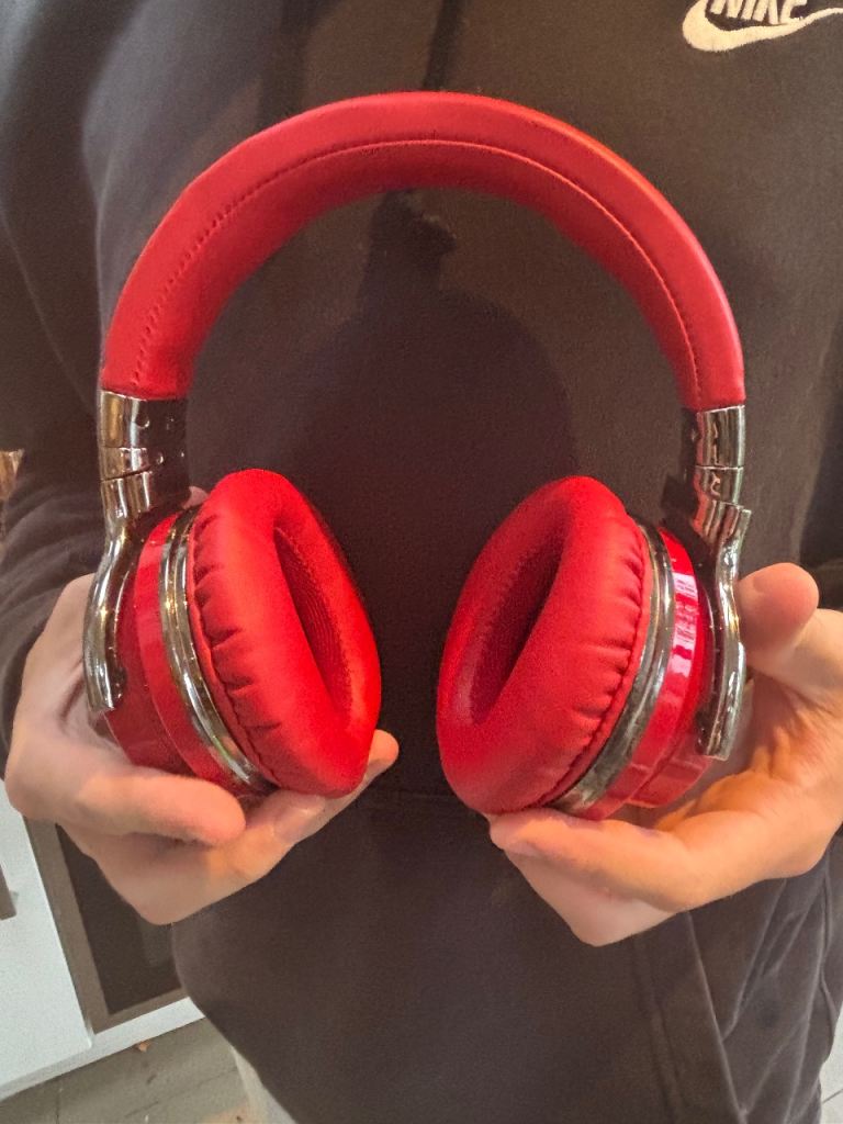 Red Bluetooth Noise Cancelling Headphones