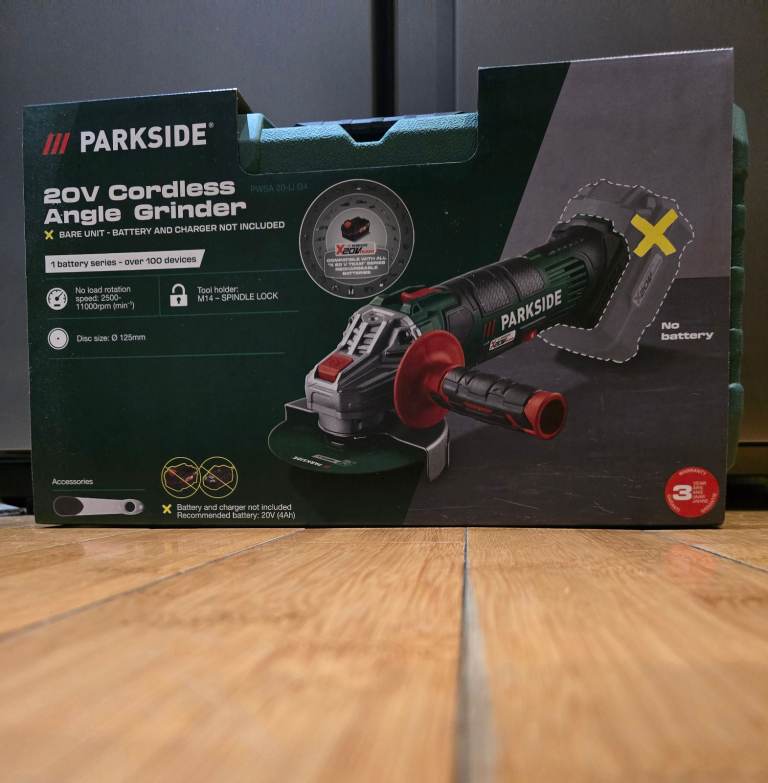 image for £35 New Parkside 20V Cordless Angle Grinder – Bare Unit x20v team