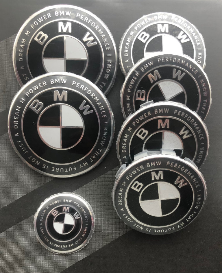 thumbnail image 2 of BMW M Sport Wheel Center Cap Decal Stickers – 17mm X 9mm – Set Of 4 – Glossy Black/White/Red Emblem 2 of 5