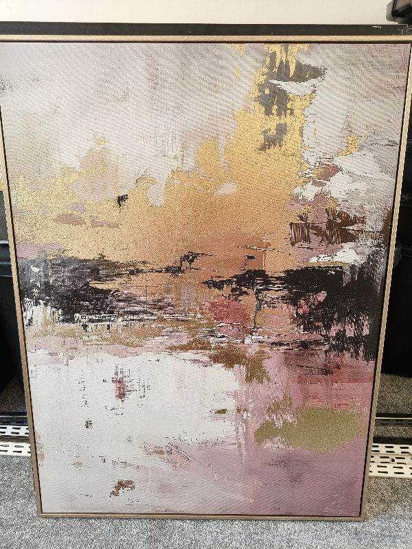 Abstract Gold & Pink Large Wall Art Painting