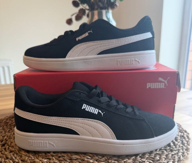 Puma Smash 3.0 Trainers – Black, UK Size 3, New in Box