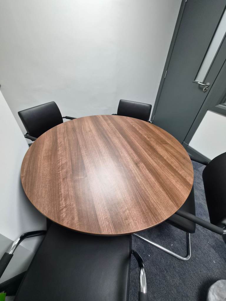 Executive walnut desk and 4 cantilever chairs - must go this week