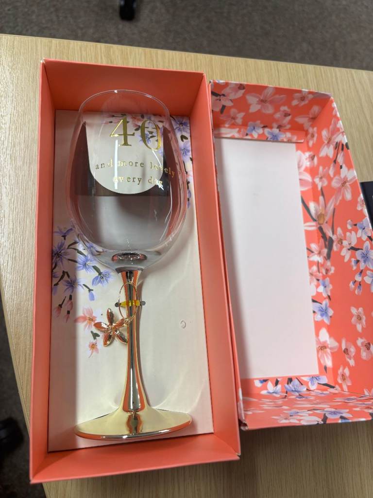 Novelty 40th Birthday Wine Glass in Gift Box