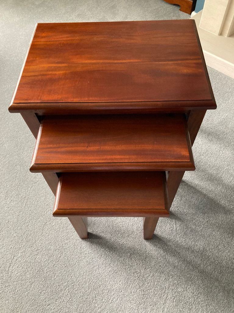 Ancient Marine Wooden nest of 3 tables 