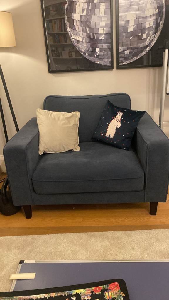 Armchair — £200 Dusk Soho Loveseat, blue. 