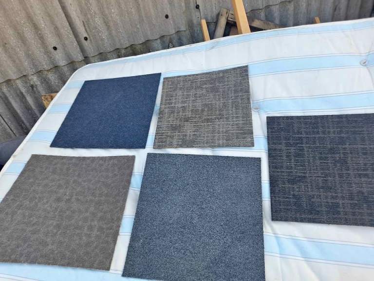 Selection of Grey & Blue Carpet Tiles - Used