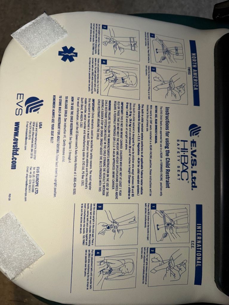 Single Seat with built in child restraint. 