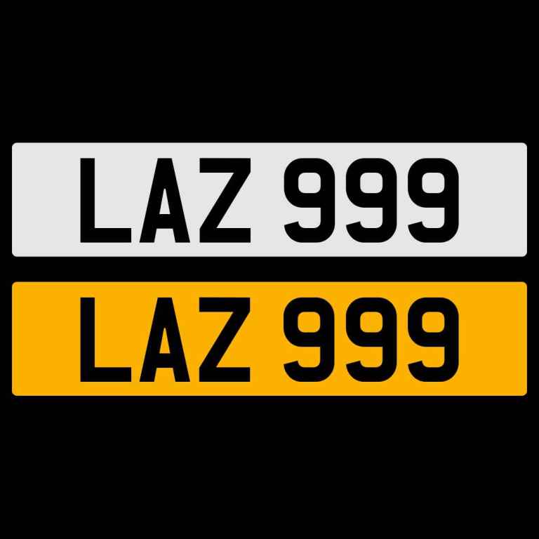 LAZ 999 NUMBER PLATE NUMBERPLATE REGISTRATION CHERISHED DATELESS NORTHERN IRISH NI