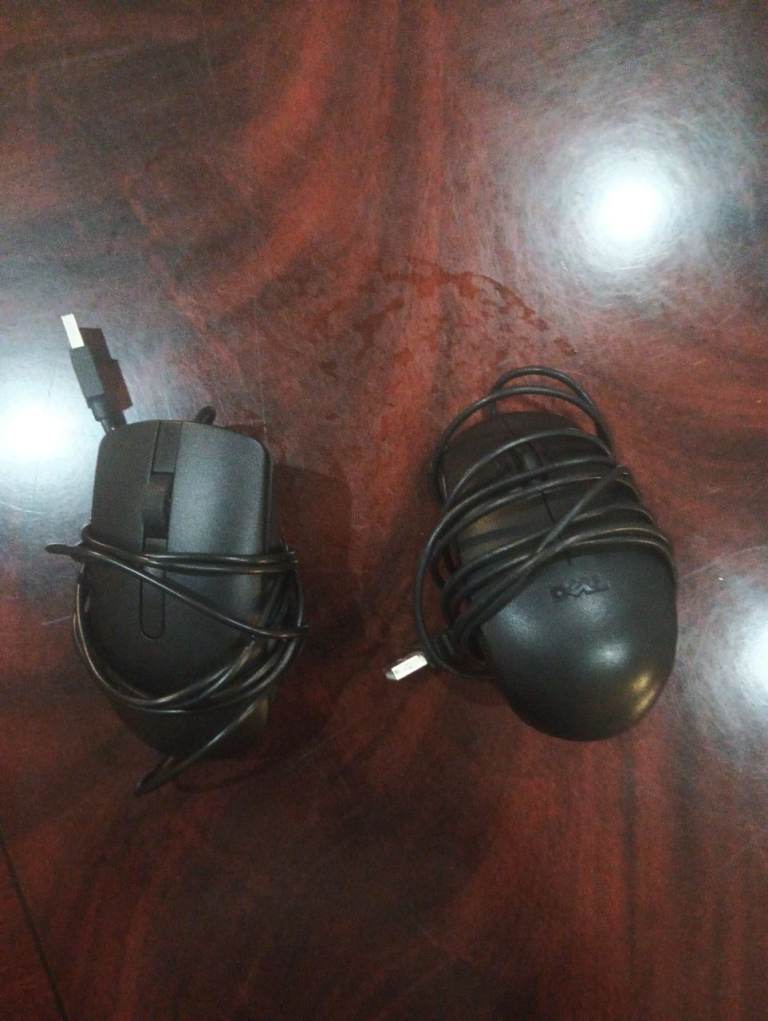 Two Dell Wired USB Mice - Black, Good Condition