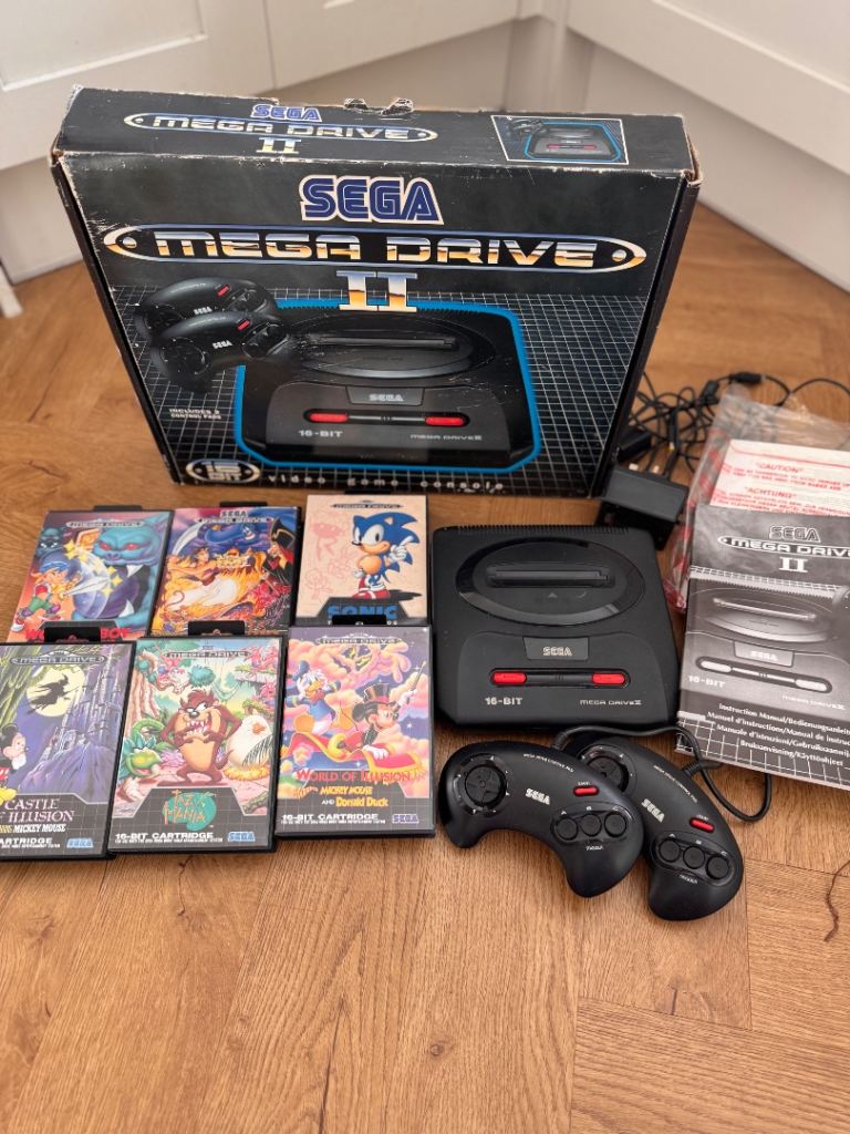 Sega Mega Drive II Console with Games and Controllers