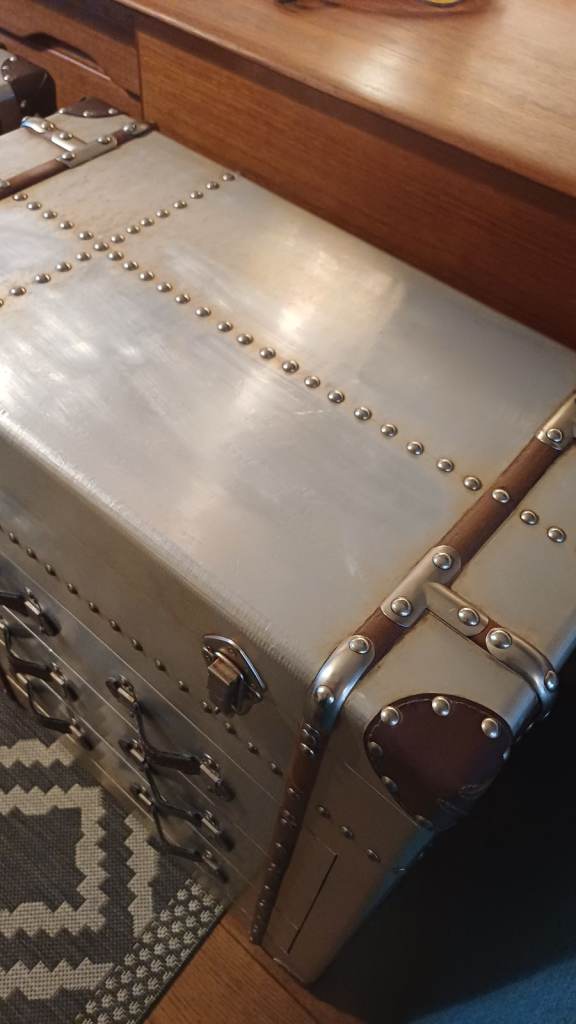 Pair of Timothy Oulton Style Aviator Metal Aluminium Chest of Drawers Industrial