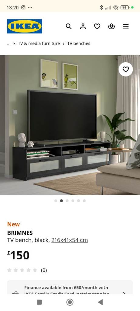 IKEA Brimnes TV Bench Black, 216x41x54 cm