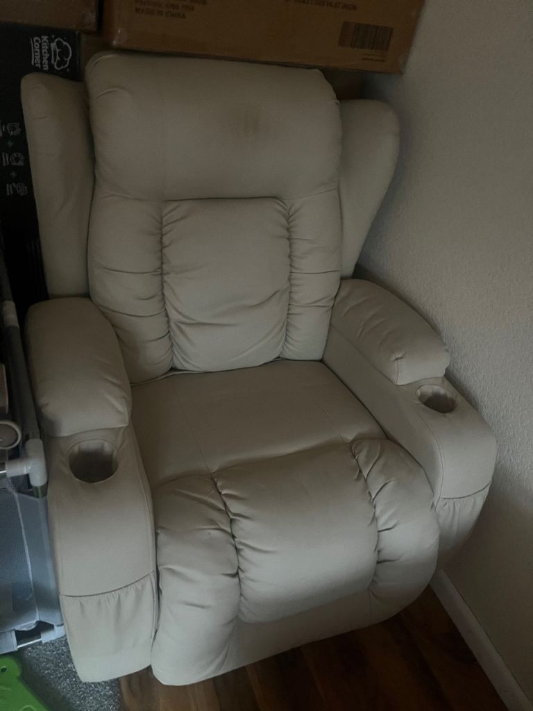 Leather Swivel Recliner Chair with Massage and Heat