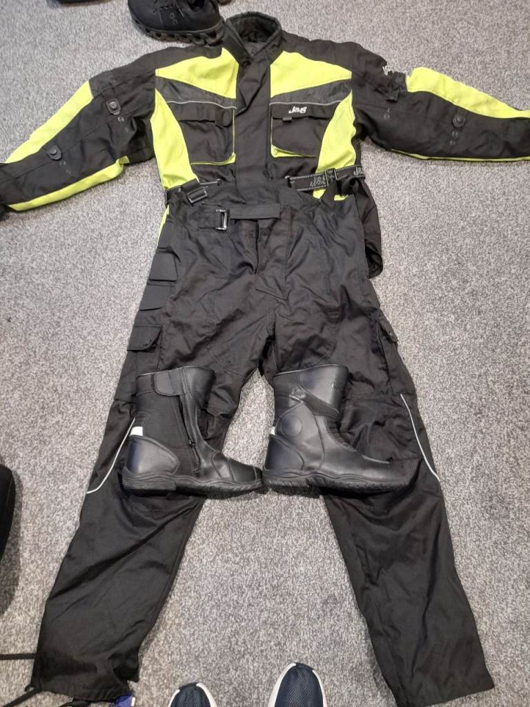Motorcycle jacket trousers boots