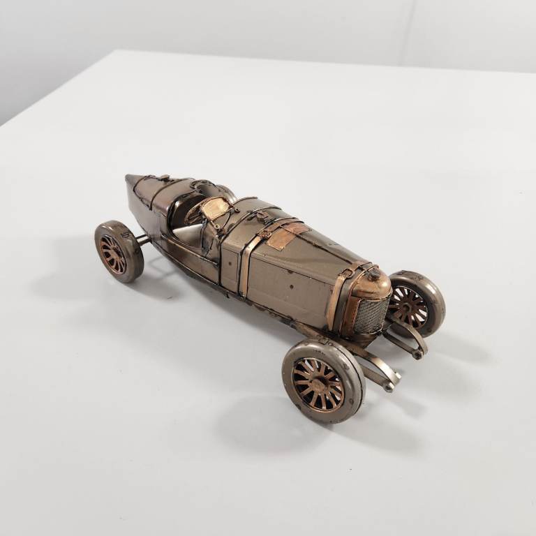 Boat Tail Vintage Sports Car - Polished Metal - 32.5cm Decor Only