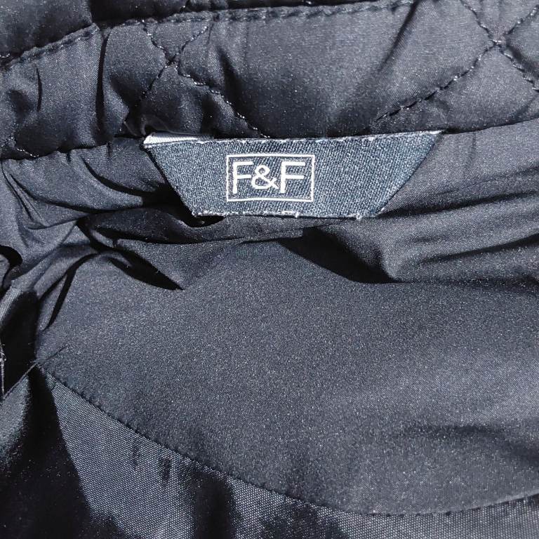 Black Quilted Trench Coat With Belt And Double Breasted Button Closure Size 14