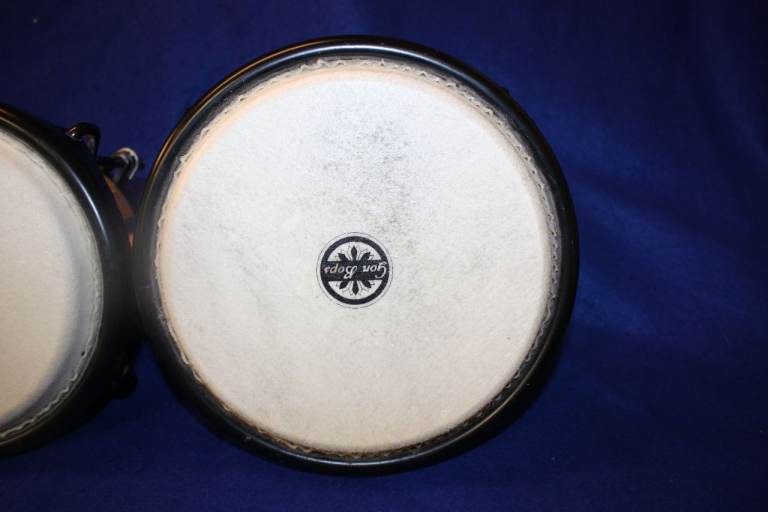 Gon Bops Fiesta Bongo 7in and 8.1/2in Natural with Black Hardware ~ Excellent Condition ~ £95 ono