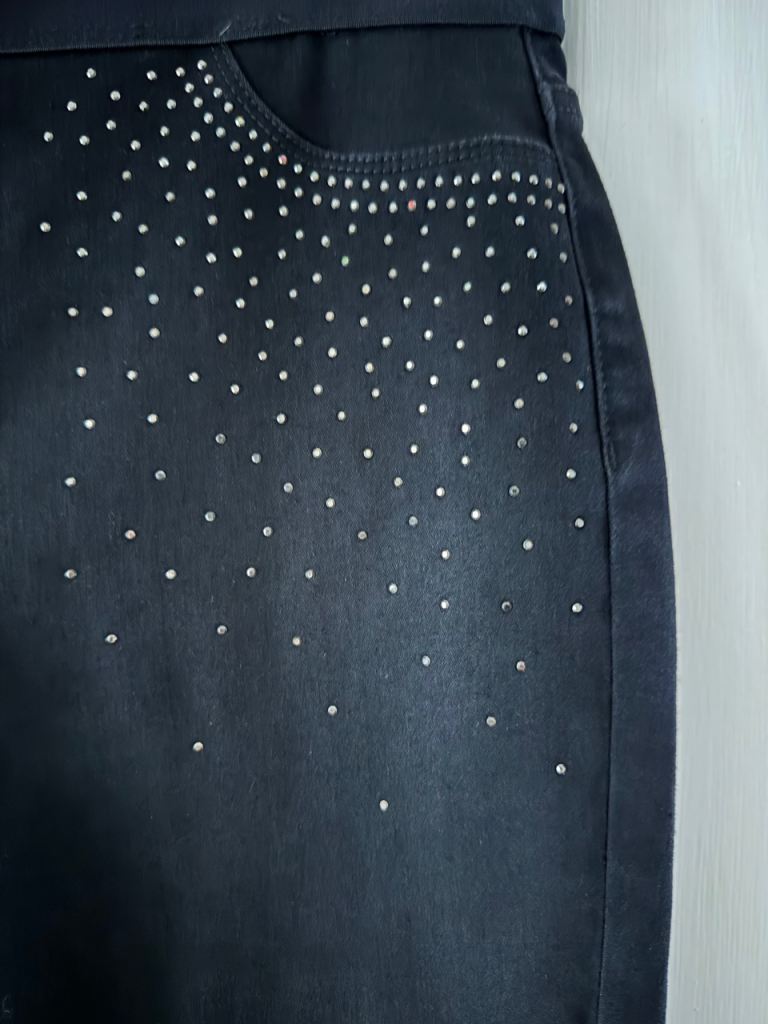 £2. Black Jeggings with Rhinestone Studs.