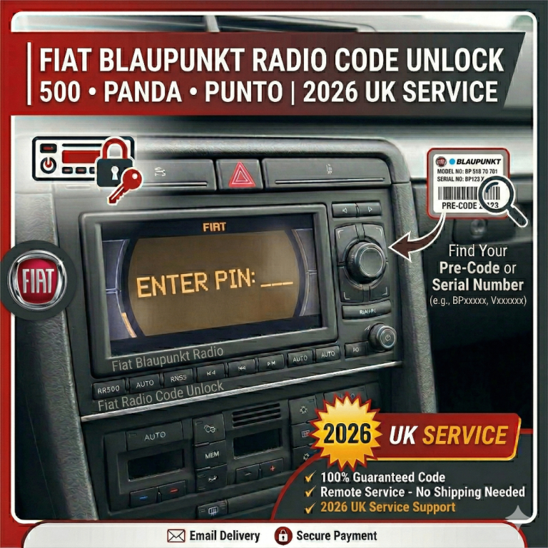 Radio Code Unlock Service | Dacia Fiat Blaupunkt | 1998-2015 | FAST