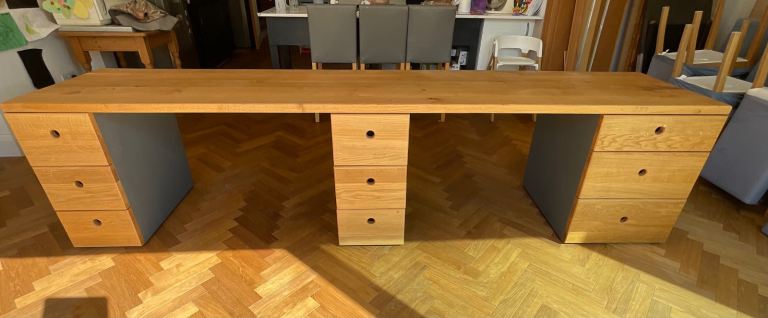 Solid Wooden Desk with Solid Oak Top and soft Close drawers.