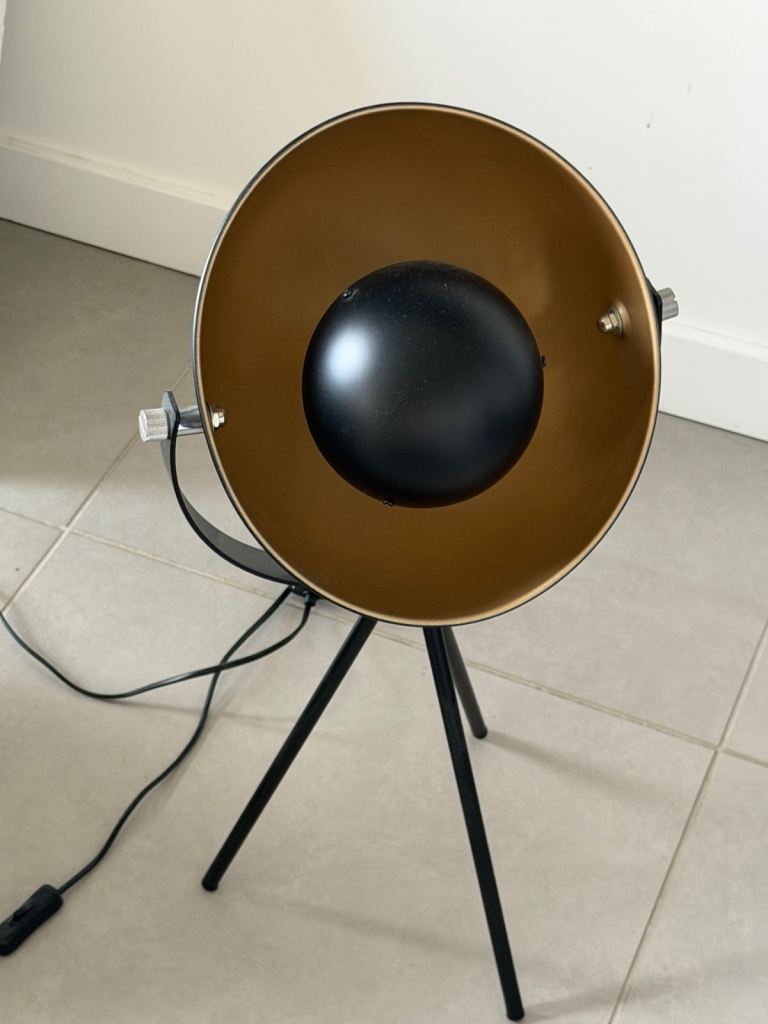 Black & Gold Tripod Floor Lamp – Retro/Designer Style