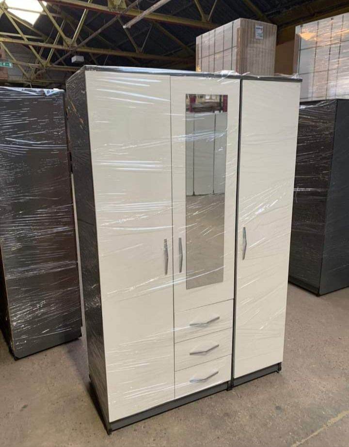 White & Wardrobe Combination Package with Matching Chest–Free Delivery Cash on Delivery–Order Now