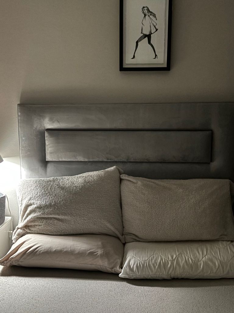 Double bed frame with tall headboard 