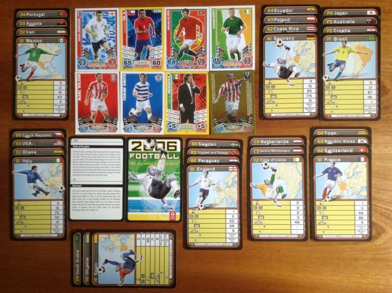 8 Match attax cards (2012/2014) + 2006 Football qualified world cup team quartet