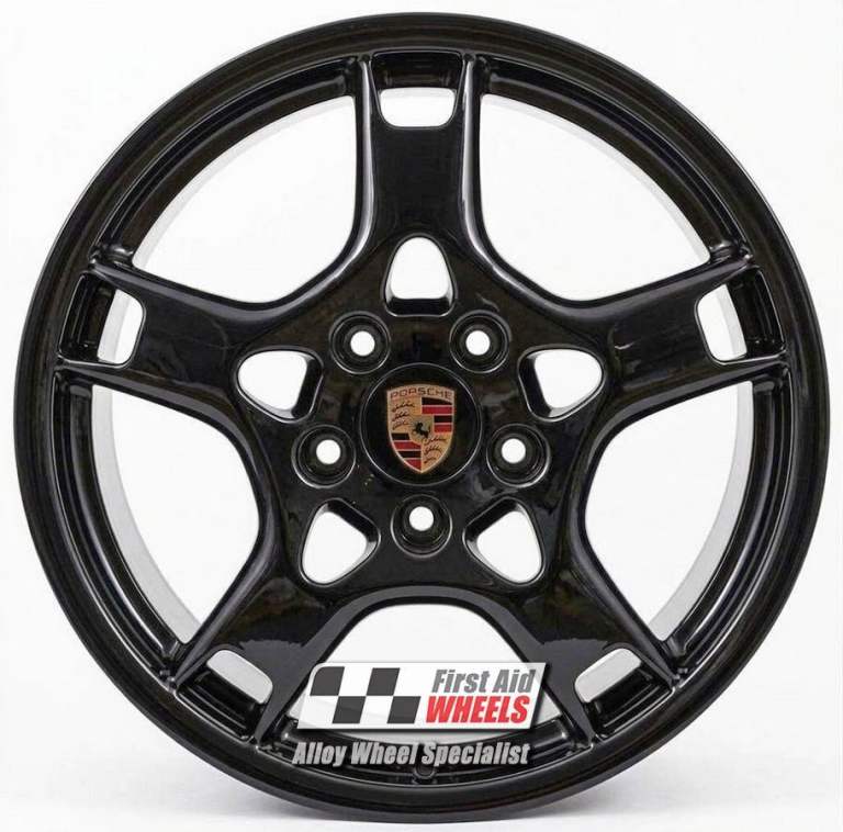 R326BG Swap PORSCHE CARRERA 4S 911-997 4X 19'' GENUINE CRABCLAW GLOSS BLACK ALLOY WHEELS