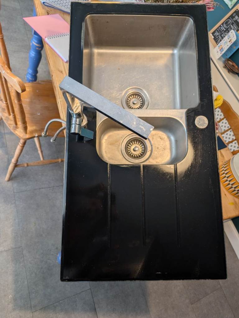 Black glass top Kitchen Sink 