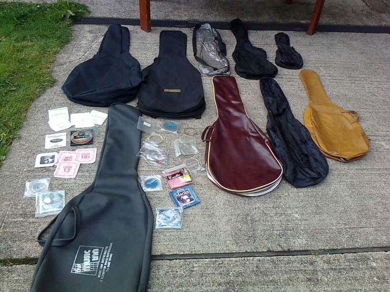 Guitar bags, £5 Each, No Text Please, & accessories, Drum Stool adjustable, £10, all ex con.