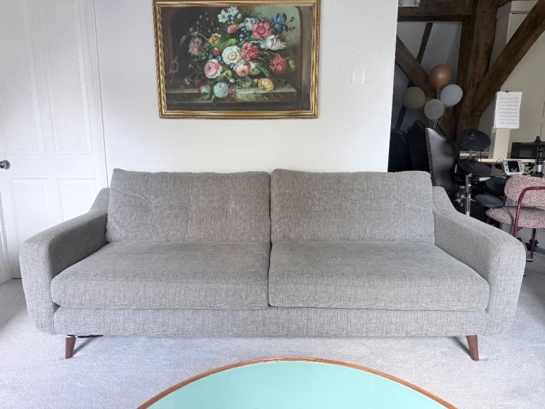 Glasswells Lista Extra Large Sofa – Grey Fabric, Good Condition