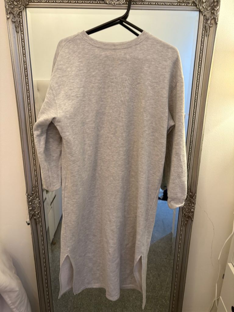 image for New look light grey marl sweater longline jumper dress - Size 8