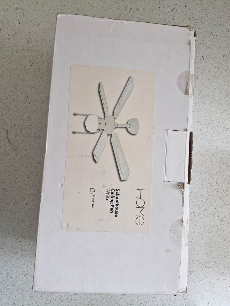 Ceiling fan white , light with fan schoolhouse fan white