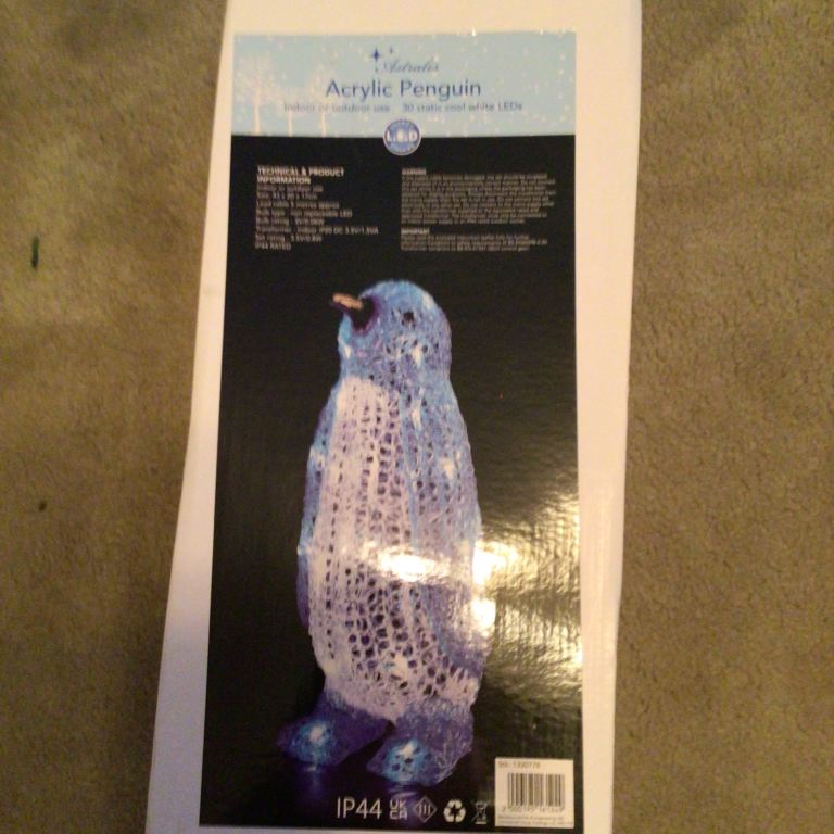 Mains operated indoor/outdoor light up penguin