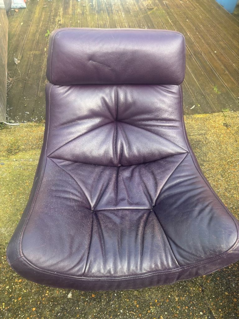 Leather Lounge chair and footstool