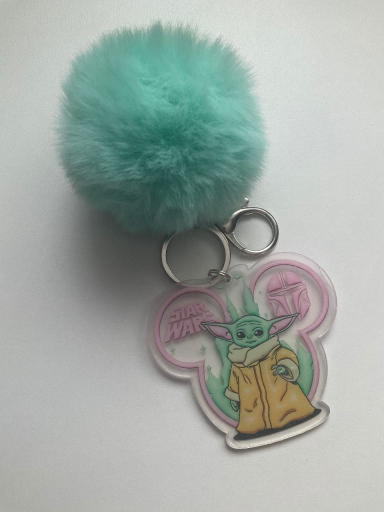 New Star Wars Baby Yoda Keychain with Fluffy Pom-Pom gift 