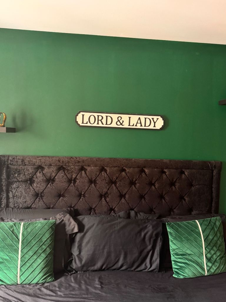 Super king size black velvet head board 